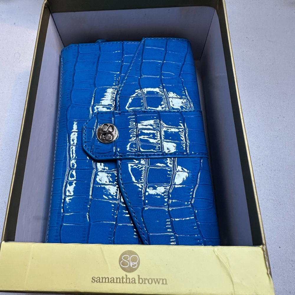 Samantha Brown Blue Crocodile Embossed Wallet